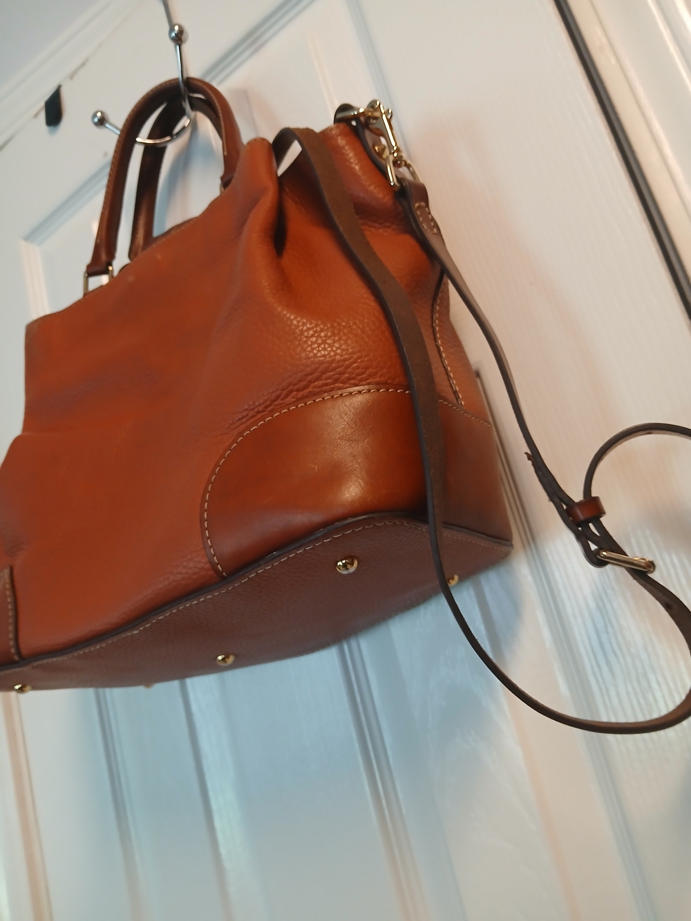 Dooney & Bourke Pebble Leather Satchel in Cognac Brown - Picture 6 of 11